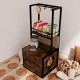 55 Inch Refined Litter Box Enclosure with Storage Shelves and 2 Hanging Clothes Rack, 4-in-1 Hidden Cat Litter Box Enclosure Furniture with Shelf, Reversible Entrance,Rustic Brown