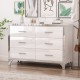 Elegant High Gloss Dresser with Metal Handle,Mirrored Storage Cabinet with 6 Drawers for Bedroom,Living Room,White