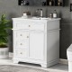 30 Inch  Bathroom Vanity with Sink, One Tip-out Drawer, Three Drawers, Door Shelf, Soft Closing Door, White