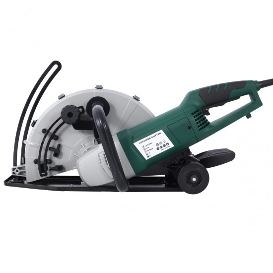 Portable 14 Inch  Wet/Dry Electric Corded Circular Concrete Saw/Power Angle Cutter 2600W w/Water Line & Guide Roller (With Blade)ETL certificate.