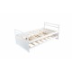 Twin Size Bed with Headboard, Footboard, Trundle and Three Storage Drawers, Twin Size Pine Wood Bed with Headboard, Footboard,White