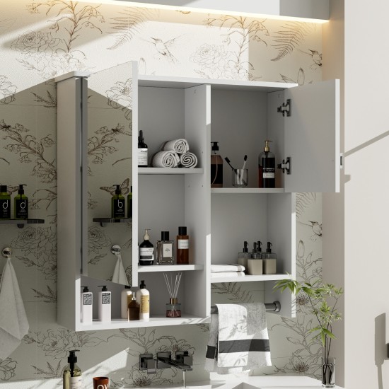 29'' x 28'' Modern Wall Mounted Bathroom Medicine Cabinet, Bathroom Wall Storage Cabinet with Mirror, Over the Toilet Space Saver Cabinet with Towels Bar