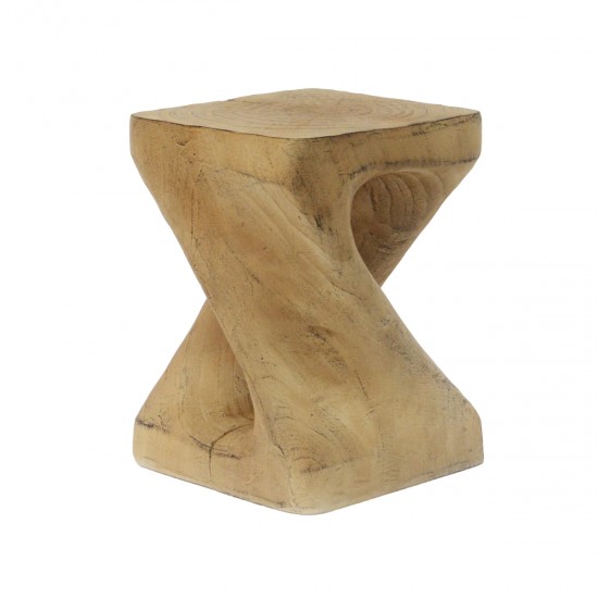 MGO Twist Shape Side Table, Wood-like texture, Natural Color