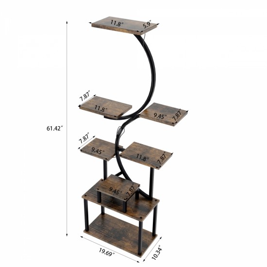 8-Tiered Indoor Plant Stand with 5 Grow Lights, 10-Level Stepless Dimming, Durable Thickened Metal Steel Pipe (0.8mm) for Living Room, Garden