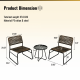 Patio Furniture Set 3 Piece Mixture Pattern PE Rattan Steel Frame And Modern Round Table, Brown and Black