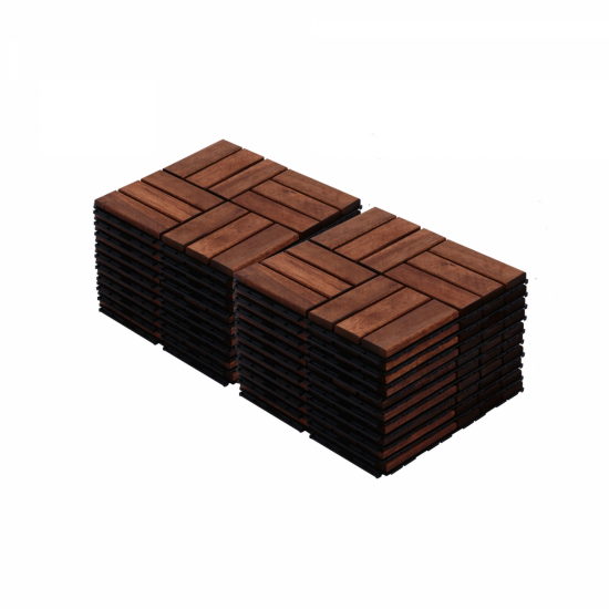 Acacia Wood Interlocking Deck Tiles Checker Pattern, 20 PCS 12 Inch  x 12 Inch  Square Acacia Hardwood Outdoor Flooring for Patio, Bancony, Pool Side,...