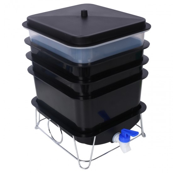 Worm Farm Composting Bin, 4 Tray Worm Compost Bin- for Recycling Food Waste at Home (4-Tray 20l)