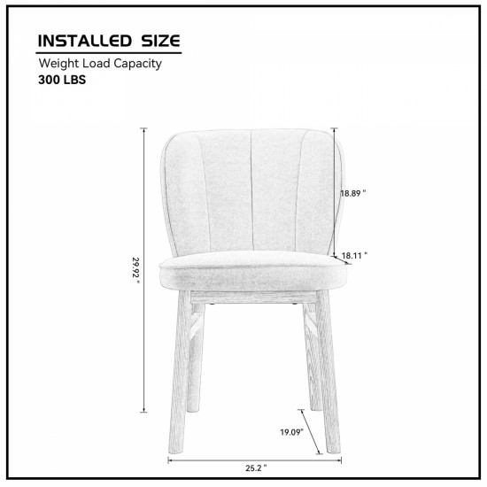 1 PC Wooden Frame Upholstered Shell Dining Chair,Modern Armless Chairs Comfor Kitchen Chairs for Living Room,Restaurant