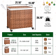 Laundry Hamper With Lid PE Rattan Powder Coating Frame Clothes Hampers with 02 Removable Bags, Wheels, 160L, Brown Color