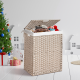 Laundry Hamper With Lid PE Rattan Powder Coating Frame Clothes Hampers with 01 Removable Bags, 100L, Gray Color