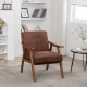 Accent Chair with Microfiber Upholstery and Solid Wood Frame, Classic Mid-Century Modern Living Room Furniture for Extra Seating, Light Brown