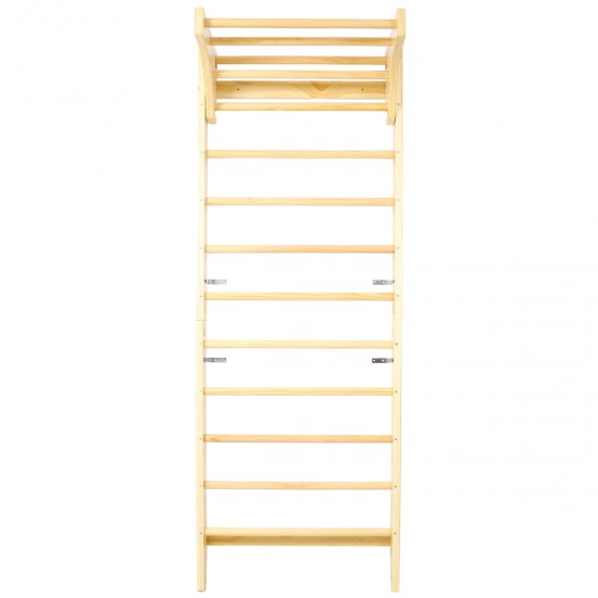 Wooden Swedish Ladder, Stall Bars Set for Physical Therapy & Gymnastics (with Adjustable Pull-up Bar)