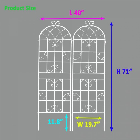 2 Pack Metal Garden Trellis 71 Inch  x 19.7 Inch  Rustproof Trellis for Climbing Plants Outdoor Flower Support Cream White