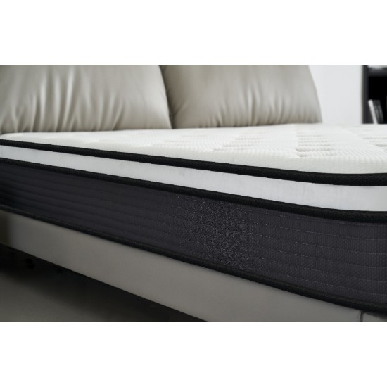 Hybrid 10 Inch Queen Mattress in a Box, Pillow Top Bed Cushion with Breathable and Hypoallergenic Design, Medium Firm for Lumbar Support