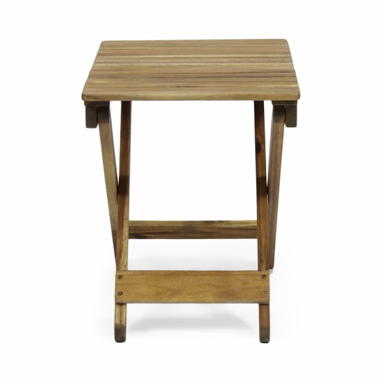 Outdoor Folding Wooden Side Table, Natural, 15 Inch D x 22.75 Inch W x 18.25 Inch H