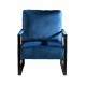 Classic Mid Century Modern Accent Chair with Durable Square Metal Frame, Armchair for Living Room, Bedroom, Home Office in Plush Velvet Upholstery, Blue