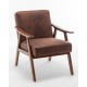 Accent Chair with Microfiber Upholstery and Solid Wood Frame, Classic Mid-Century Modern Living Room Furniture for Extra Seating, Light Brown