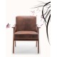 Accent Chair with Microfiber Upholstery and Solid Wood Frame, Classic Mid-Century Modern Living Room Furniture for Extra Seating, Light Brown