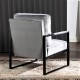 Classic Mid Century Modern Accent Chair with Durable Square Metal Frame, Armchair for Living Room, Bedroom, Home Office in Plush Velvet Upholstery, Grey